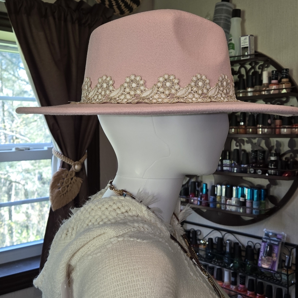 New! Elegant Pink Fedora - Picture 3 of 3